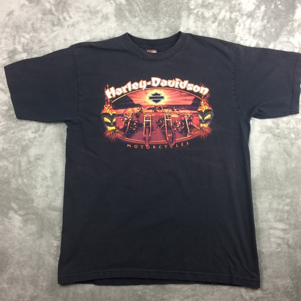 Harley Davidson T Shirt Mens XL‎ 2 Sided Salinas California Tiki Motorcycles
